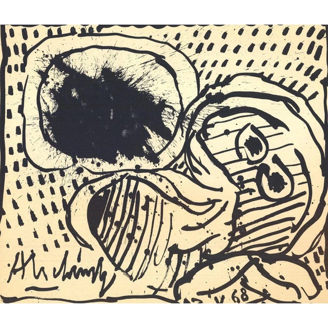 Mid-Century Modern Pierre Alechinsky He Is for the Student the One Who Studies Himself, 1968 For Sale - Image 3 of 4