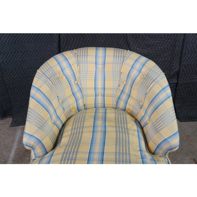 Early 20th-Century Tufted Plaid Chaise Lounge on Turned Mahogany Baluster Legs For Sale - Image 6 of 18
