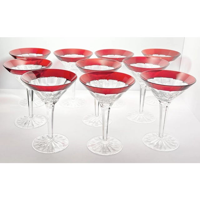 Waterford “Simply Red” Set of 10 Crystal Martini Glasses 7 3/8” 10oz Signed Excellent condition. No chips, cracks, or...