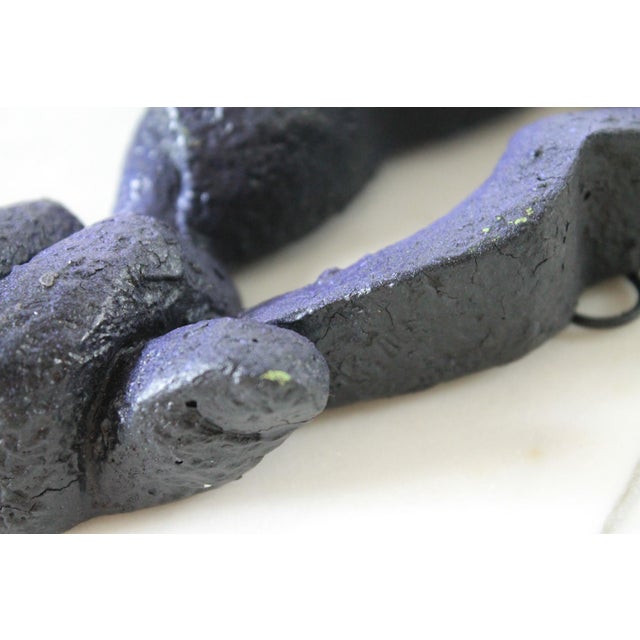 Purple Vintage Purple Plaster Lips, Hands, Tongue Wall Hanging For Sale - Image 8 of 9