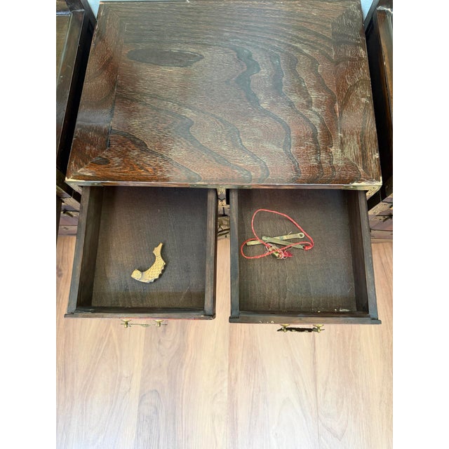 Vintage Pagoda Style Wood Display Cabinets Set, 3 Pieces For Sale - Image 14 of 18