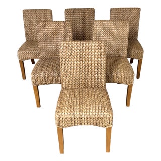 Seagrass and Abaca, Pottery Barn Dining Chairs - Set of 6 For Sale