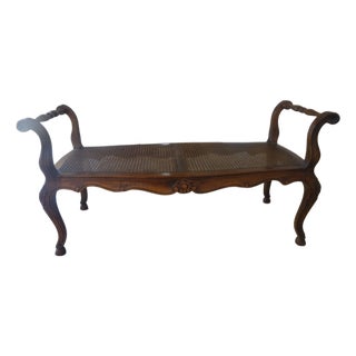 Vintage French Walnut Bench For Sale