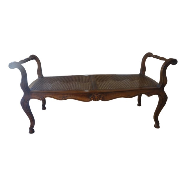 Vintage French Walnut Bench For Sale