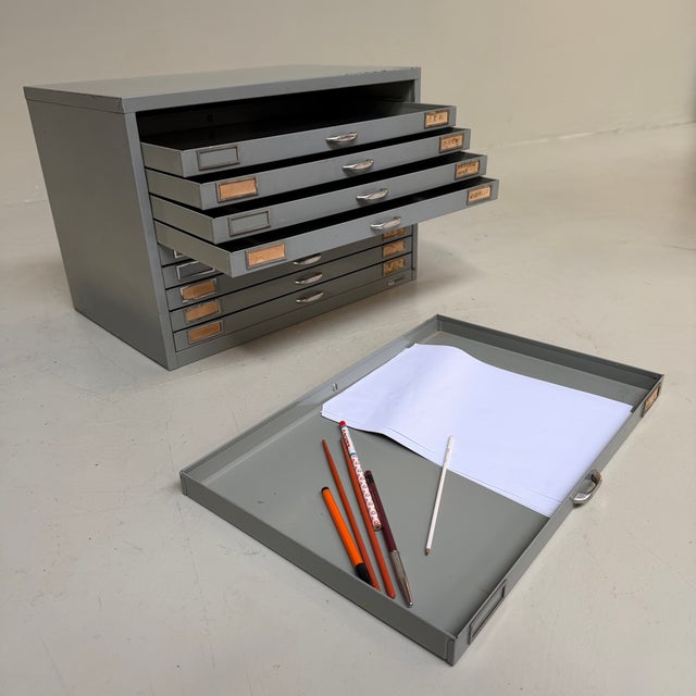 Metal Japanese Industrial Metal Filing Cabinet, 1950s For Sale - Image 7 of 14