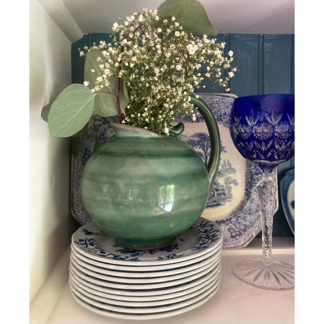 Mid-Century Modern 1960s Elegant Mid Century Modern Green Glaze Stangl Pottery Ball Pitcher Jug For Sale - Image 3 of 6