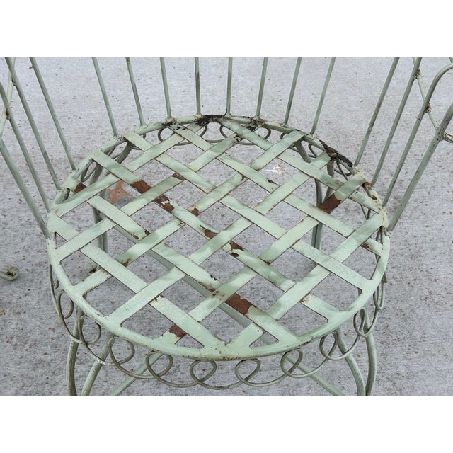 Mid-Century French Wrought Iron Garden Chairs in the Style of Mathieu Matégot - A Pair For Sale - Image 15 of 18