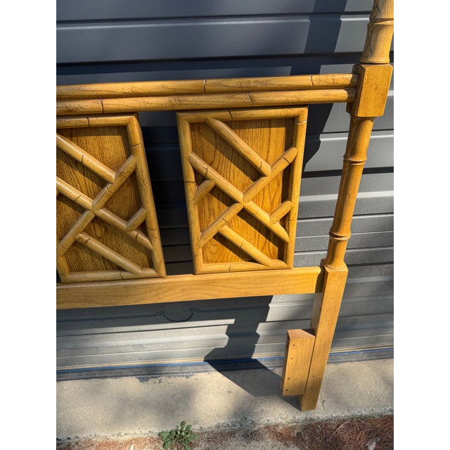 Mid 20th Century Chinese Chippendale Faux Bamboo Queen Headboard For Sale In Raleigh - Image 6 of 8