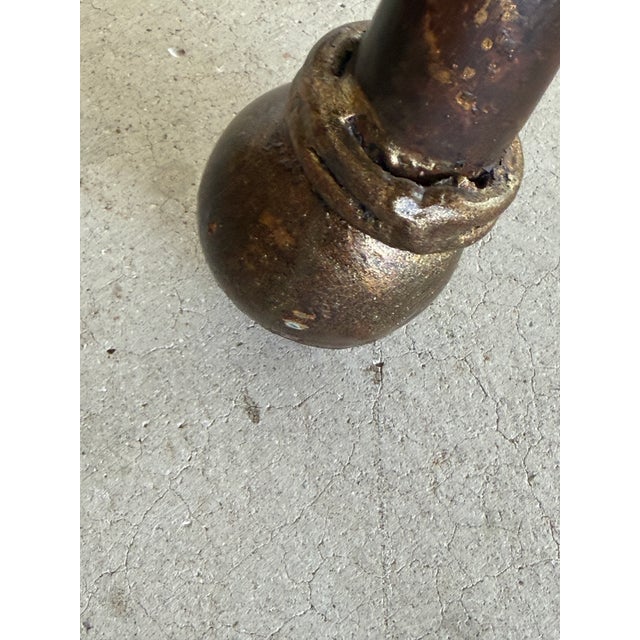 Metal Vintage Hollywood Regency Gilt Metal Ball Finial Bench For Sale - Image 7 of 12