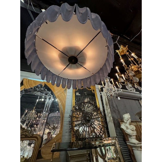 Gorgeous Modern Murano glass and brass chandelier in a soft lavender color. Makes a beautiful statement!! 36w x 40h