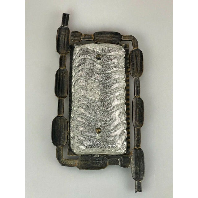 Mid-Century Brutalist Wall Lamp in Iron & Glass For Sale - Image 12 of 12