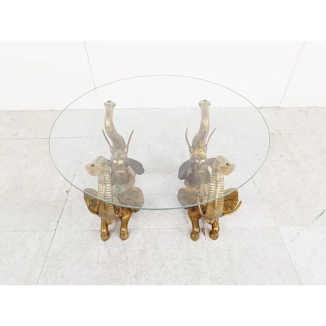 Hollywood Regency Vintage Brass Elephant Coffee Table, 1970s For Sale - Image 3 of 10