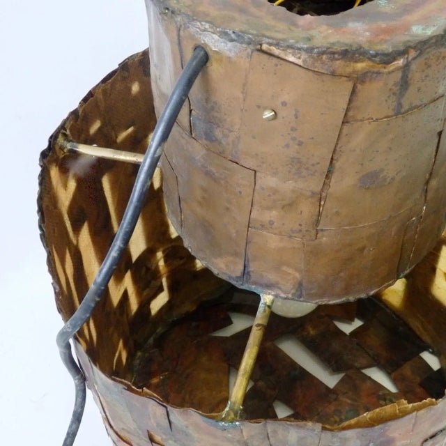 Paul Evans Brutalist Copper Patch Work Table Lamp Attributed as Early Paul Evans For Sale - Image 4 of 13