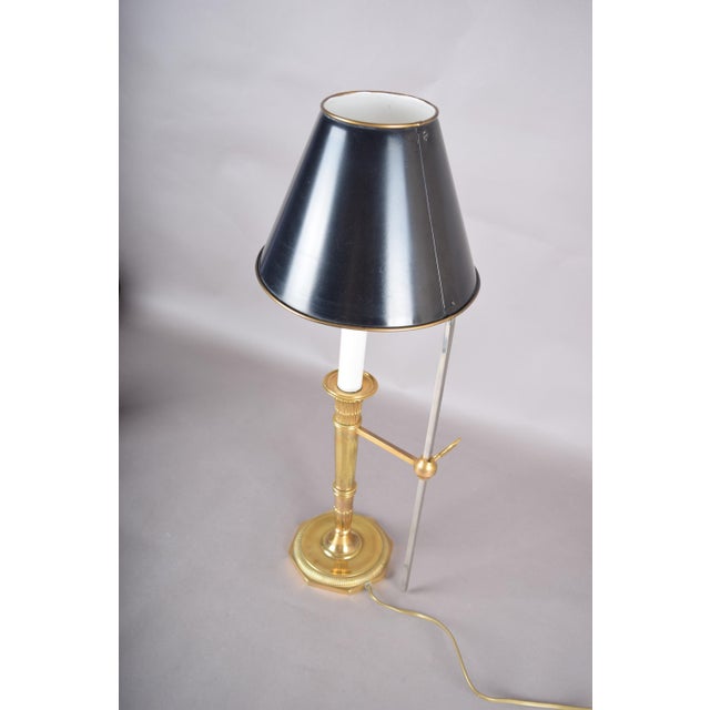 Brass Bouillotte Table Lamp with Adjustable Black Metal Shade, 1950s For Sale - Image 13 of 16