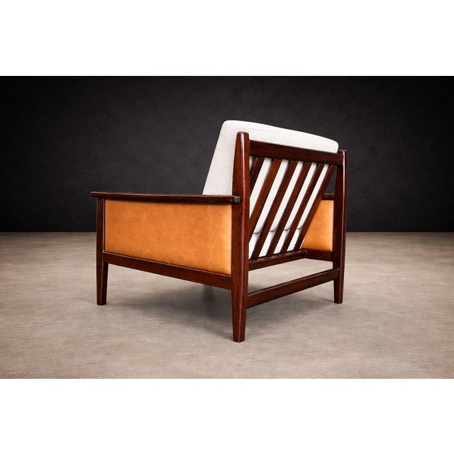Brazilian Modern Armchair in Rosewood, Leather & Linen, Fatima, 1960s For Sale - Image 12 of 12