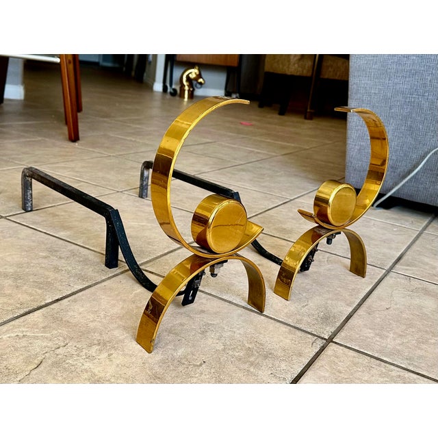 1950s Pair of Mid-Century Modern Donald Deskey Andirons For Sale - Image 5 of 15