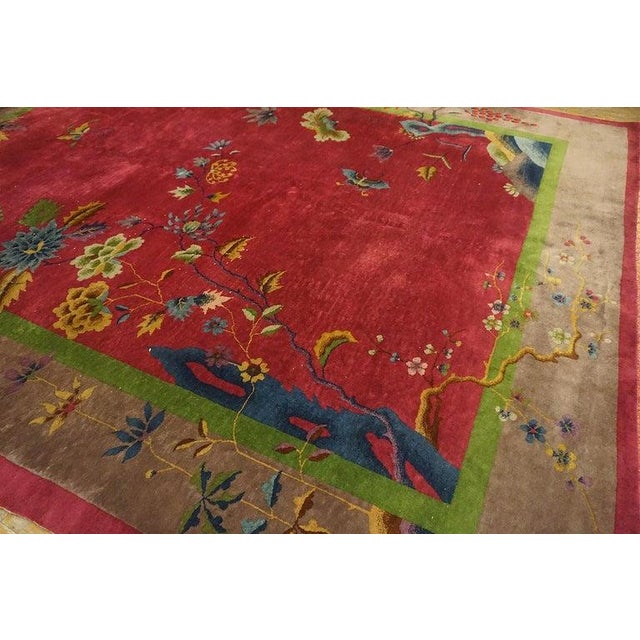 Red 1920s Beautiful Red Antique Chinese Art Deco Wool Rug Carpet by Nichols Workshop For Sale - Image 8 of 9