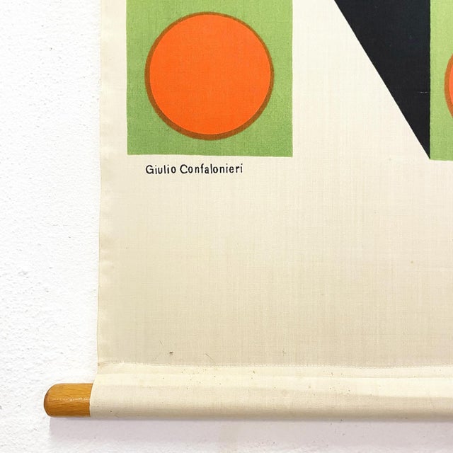 Italian Wall Print on Fabric Mod. Kakemono attributed to Giulio Confalonieri, 1950s For Sale - Image 12 of 14