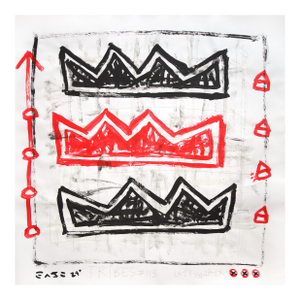 Mighty Crowns - Original Red Black Pop Art Painting by Gary John