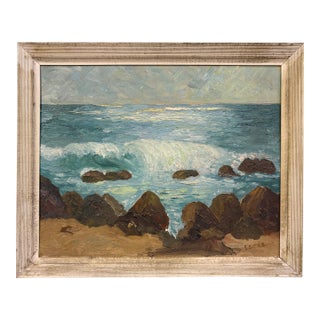 Mid Twentieth Century California Coastal Chic Original Seascape, Signed by Artist For Sale