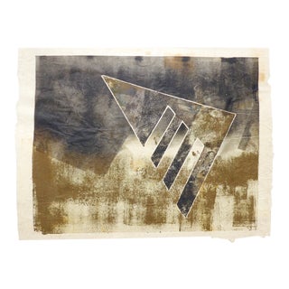 Contemporary Geometric Black and Gold Monoprint by Martha Holden For Sale