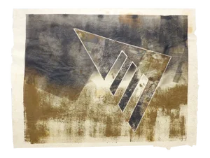 Contemporary Geometric Black and Gold Monoprint by Martha Holden