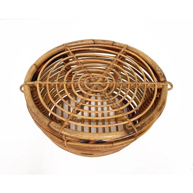 Mid-Century Italian French Riviera Bamboo & Rattan Basket, 1950s For Sale - Image 4 of 16