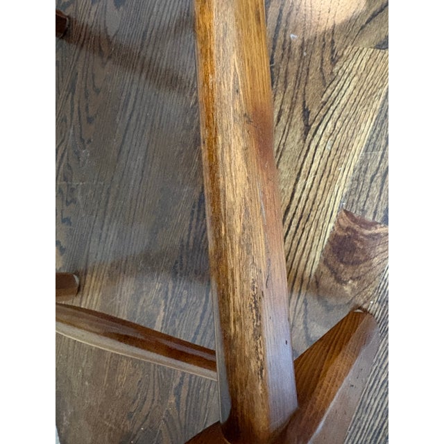 English Vintage Milling Road by Baker Maple Armchair With Neutral Plaid Upholstered Seat For Sale - Image 3 of 12