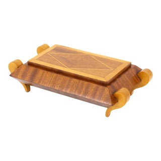 French Art Deco Geometric Marquetry Wood Box For Sale
