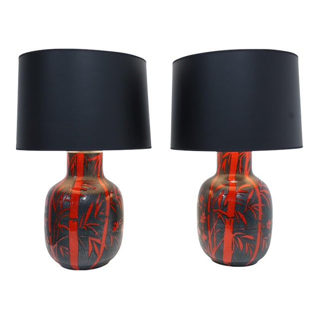 1970s Italian Ceramic Lamps by Alvino Bagni for Raymor - a Pair For Sale