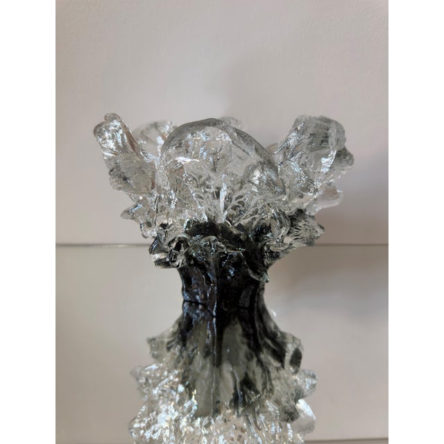 Mid-Century Modern Black and Clear Ice Glass Iceberg Centerpiece by Pertti Santalahti for Humppila, Finland, 1970s For Sale - Image 3 of 12