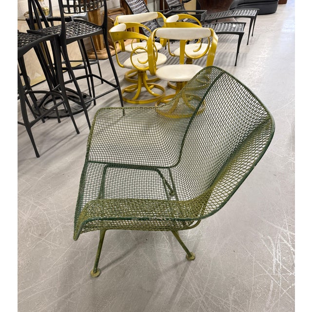 1960s Woodard Sculptura 3 Pieces Wire Set in Wonderful Green Faded Paint For Sale - Image 10 of 18