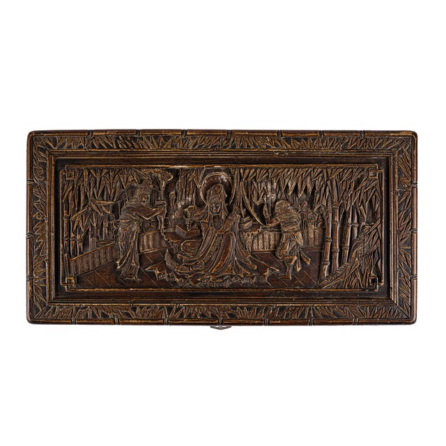 36" Vintage Antique Chinese Carved Camphor Chest Featuring Guan Yin For Sale In Tulsa - Image 6 of 18