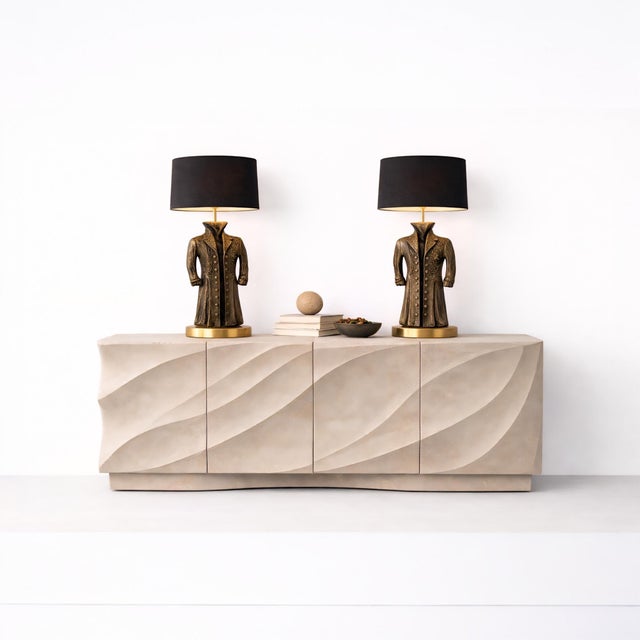 Bronze Coat Table Lamps with Brass Bases from Justfurnituress SRL, Set of 2 For Sale - Image 14 of 15