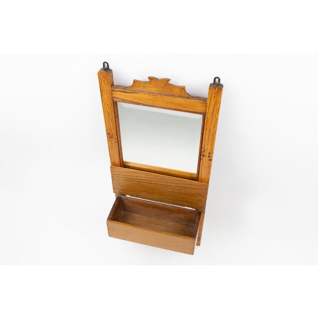 French Wooden Shaving Cabinet with Mirror, 1890s For Sale - Image 9 of 12