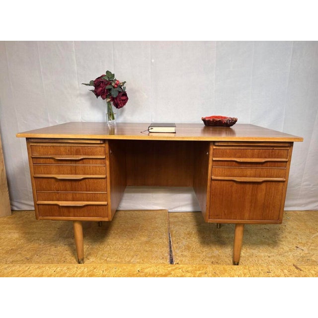 Mid-century retro vintage teak desk – 1960s danish design a perfect blend of style and functionality bring timeless...