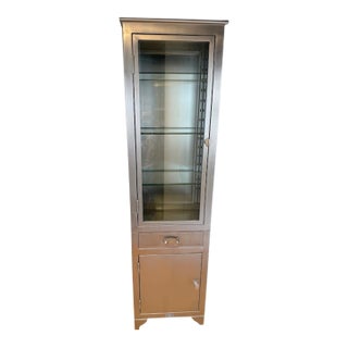 Restoration Hardware 1930s Laboratory Stainless Steel Tall Cabinet For Sale