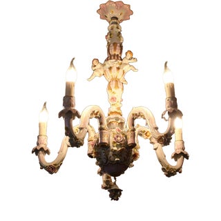 Italian Porcelain Chandelier from Capodimonte For Sale