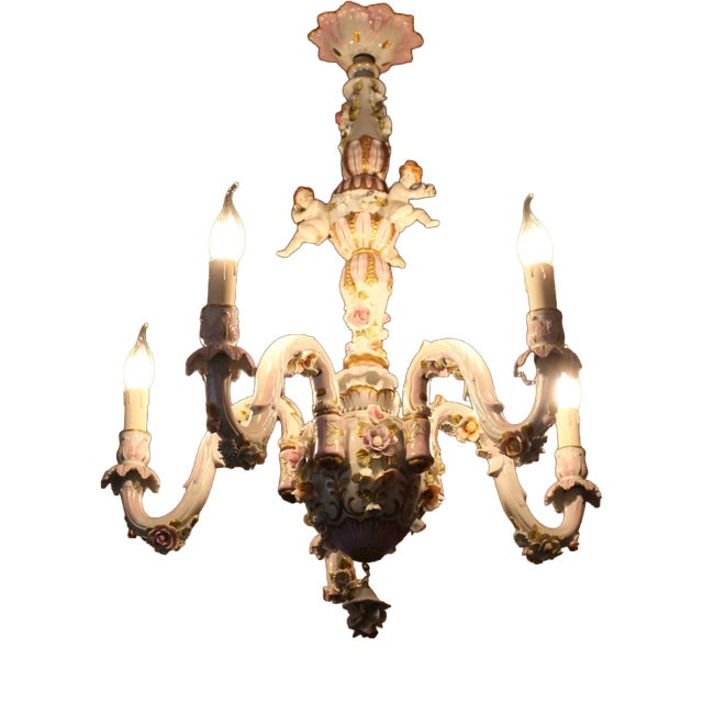 Italian Porcelain Chandelier from Capodimonte For Sale