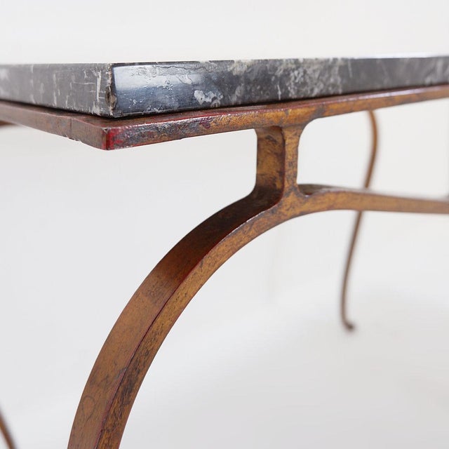 Black 20th Century Gold Metal Side Table with Marble Top by René Prou For Sale - Image 8 of 11