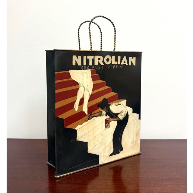 Vintage Hand-Painted Leonetto Cappiello “Nitrolian” Advertising Magazine Holder - Double Sided For Sale In West Palm - Image 6 of 6