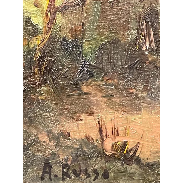 Russo, Rural Landscape, 20th Century, Oil Painting on Panel, Framed For Sale - Image 5 of 7
