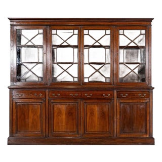 Large English Inlaid Mahogany Library Bookcase from Maple & Co., 19th Century For Sale