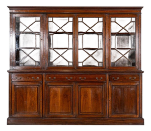 Large English Inlaid Mahogany Library Bookcase from Maple & Co., 19th Century