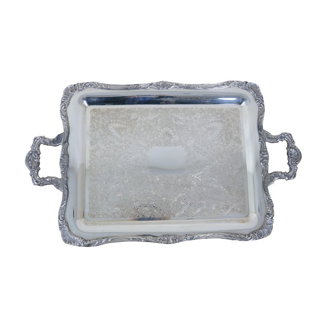 Victorian Mid 20th Century Reed & Barton Tara Hall & Wm Rogers Silverplate Handled Serving Trays Platters For Sale - Image 3 of 16