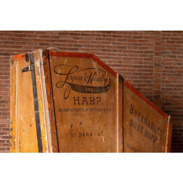 Antique Wooden Lyon & Healy Harp Case For Sale - Image 13 of 14