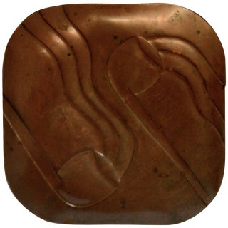 Midcentury Signed Francisco Rebajes Copper Pipe Plate For Sale