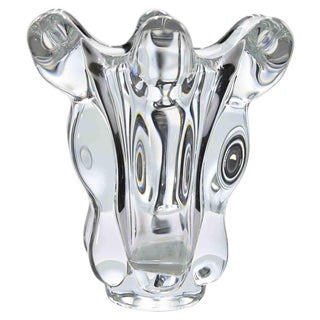 Vintage Glass Vase by Vannes-Le-Châtel and Vierzon, France, 1950s For Sale