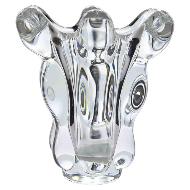 Vintage Glass Vase by Vannes-Le-Châtel and Vierzon, France, 1950s For Sale