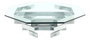 Mid-Century Modern Heavy Stacked Chrome Base Octagonal Coffee Table